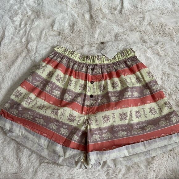 NWT free people intimates yellow and orange patterned long cuffed shorts - Picture 4 of 8